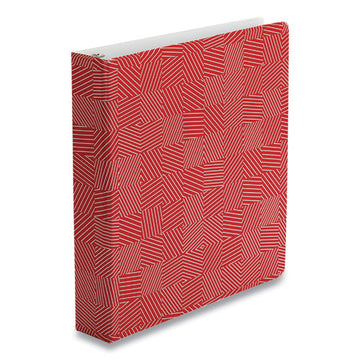 Oxford™ Punch Pop Fashion Binder, 3 Rings, 1.5" Capacity, 11 X 8.5, Red-white Labyrinth Design freeshipping - TVN Wholesale